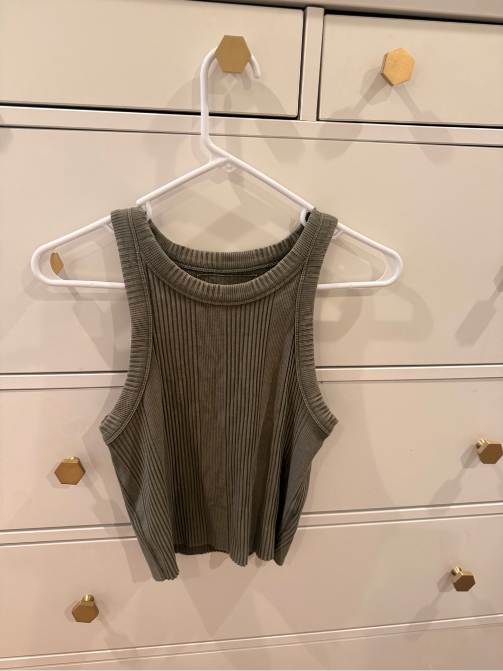 aerie Olive Ribbed Tank Top